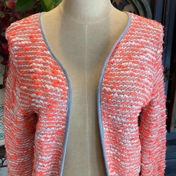 ASOS Creamsicle & White Boucle Bolero Open Front Blazer - Picture 11 of 15